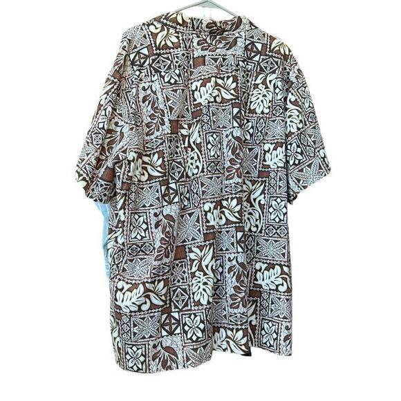 Makapuu Hawaiian Men's Shirt Size 3X Short Sleeve Button-up Brown Floral #F1217 - Picture 2 of 3